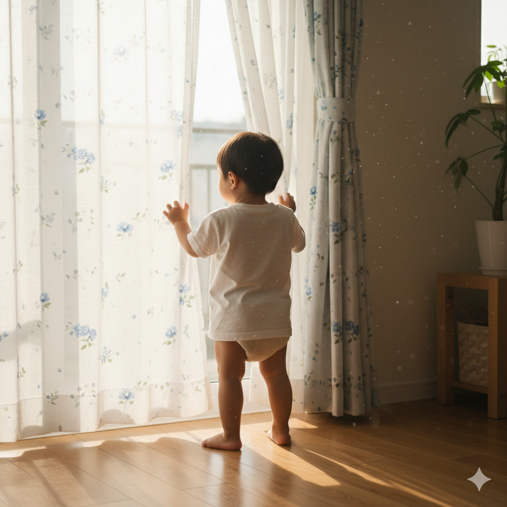 カーテンで遊ぶ子供の思い出